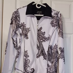 THREEHEARTS JACKET Size Small Paisley zip overlock crew neck